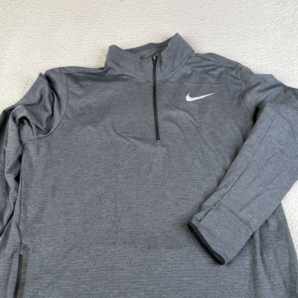 NIKE Running Sweater Mens XXL Gray Dri Fit 1/4 Zip Pullover Performance CJ5438